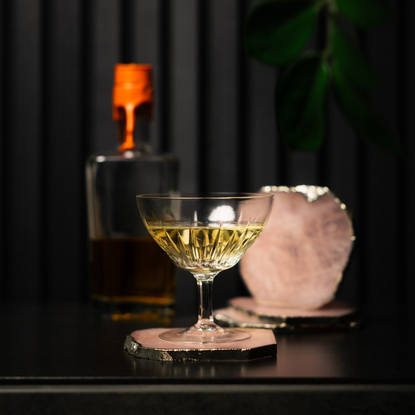 Rosenquarz – Untersetzer Gold