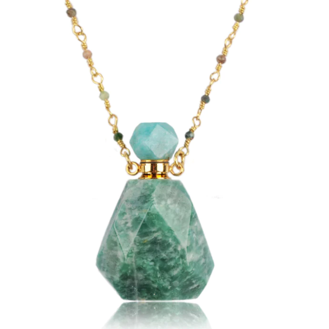 Perfume bottle necklace - Amazonite (rounded)