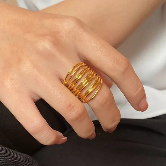 DOUBLE WIRE Ring – Gold-plated silver