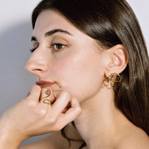 LULU Earrings – Amethyst Gold