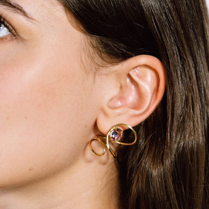 LULU Earrings – Amethyst Gold