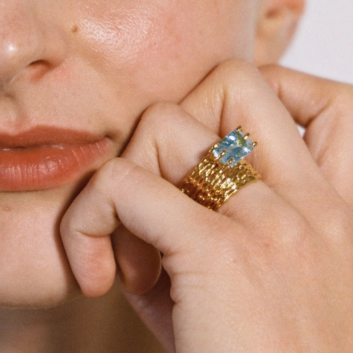 ELLEN – Gold-plated with aquamarine