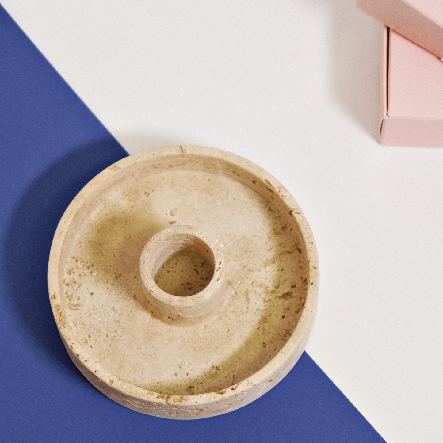 Palo Santo/candle holder - beige travertine