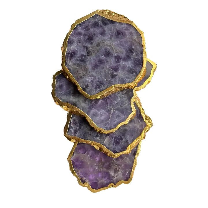 Amethyst Coasters Gold