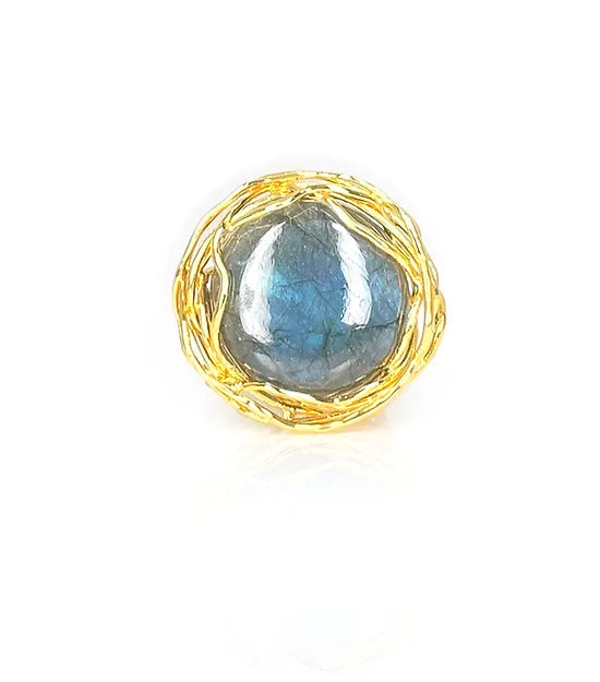 BELEN Labradorite Ring – Gold-Plated Silver
