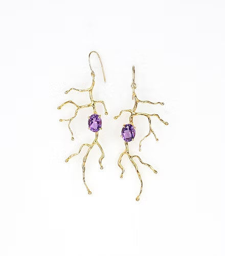 BRANCHY Earrings – Amethyst Gold