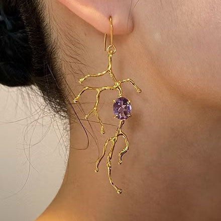 BRANCHY Earrings – Amethyst Gold