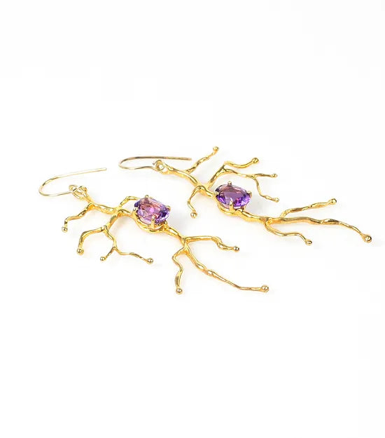 BRANCHY Earrings – Amethyst Gold