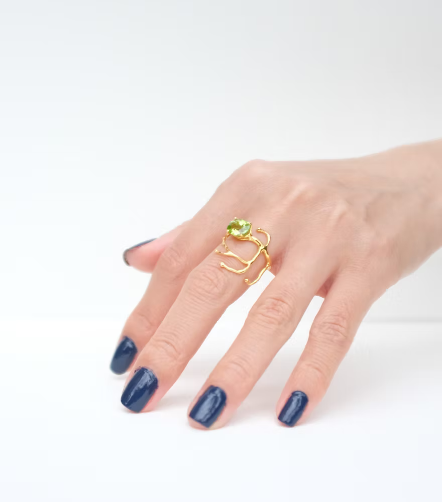 BRANCHY Ring – Gold-plated with Peridot