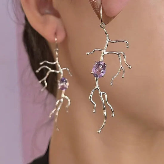 BRANCHY Earrings – Amethyst Silver