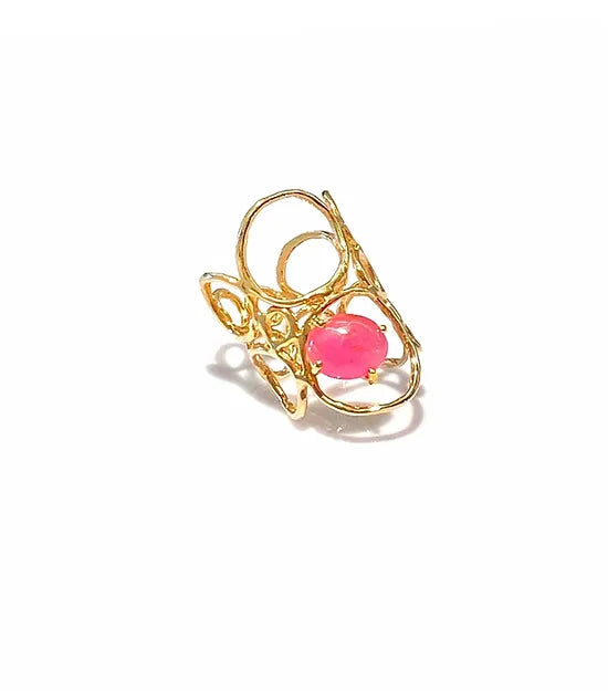 OLLA Ring – Gold-plated with pink sapphire