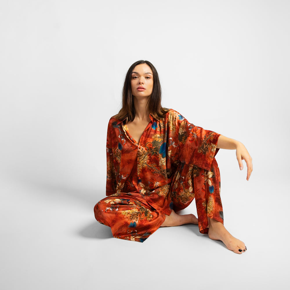 Crimson Bloom Silk Set (Two of a Kind)