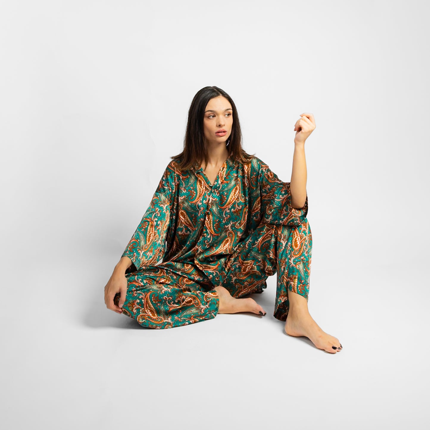 Emerald Paisley Silk Set (Two of a Kind)