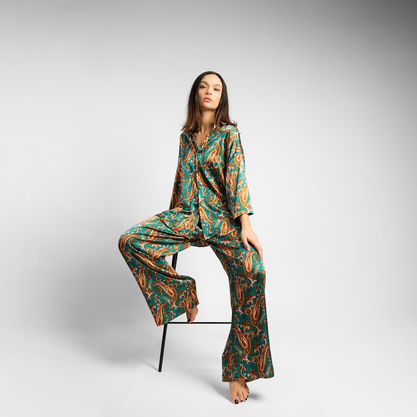 Emerald Paisley Silk Set (Two of a Kind)