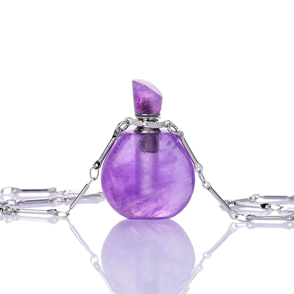 Perfume bottle necklace - Amethyst