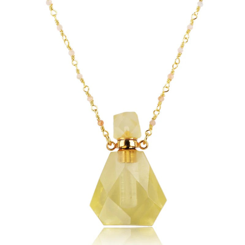 Perfume bottle necklace - Citrin