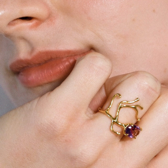 BRANCHY Ring – Gold-plated with Amethyst