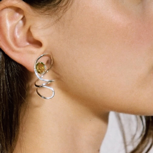 LULU Earrings – Peridot Silver