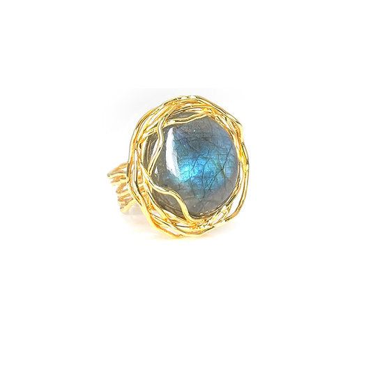 BELEN Labradorit-Ring – Silber vergoldet