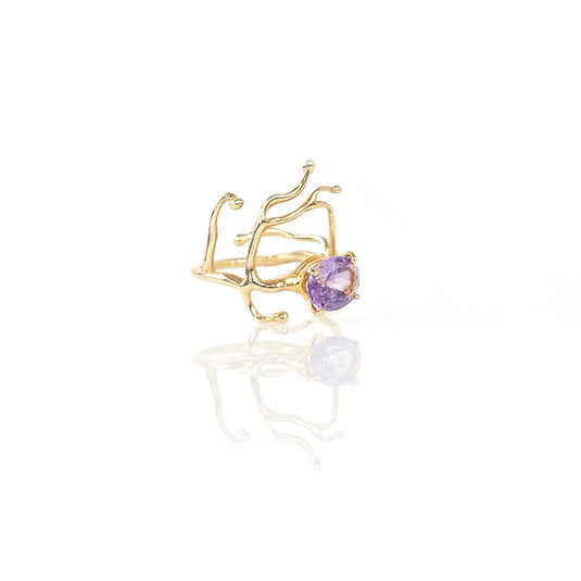 BRANCHY Ring – Gold-plated with Amethyst