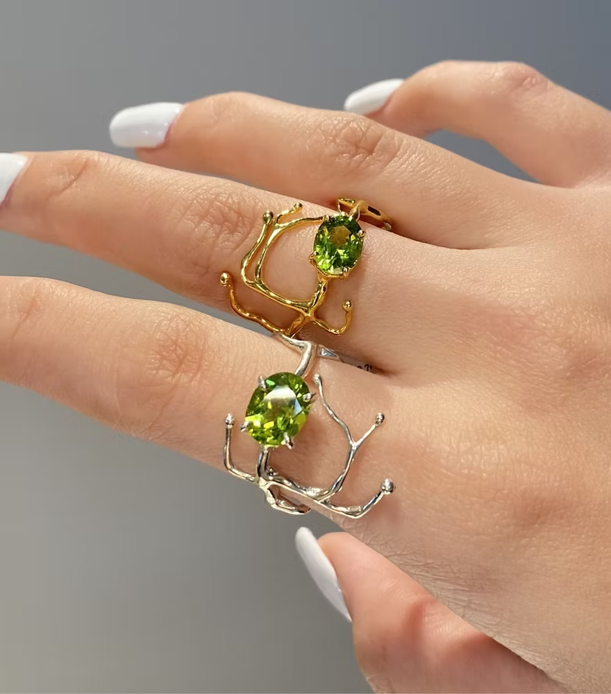 BRANCHY Ring – Gold-plated with Peridot