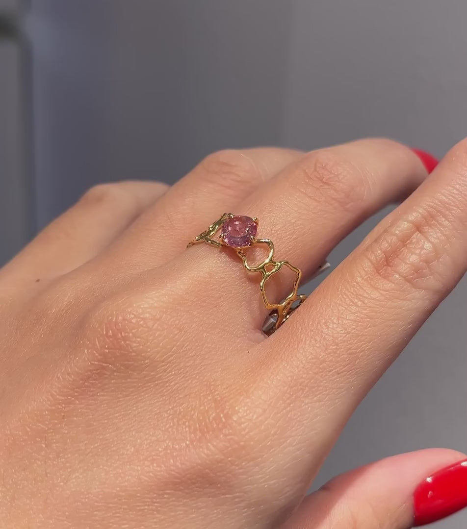 FLORENCE Ring – Vergoldet mit rosa Spinell