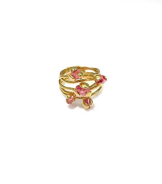 SAKURA Ring – Vergoldet mit rosa Spinell